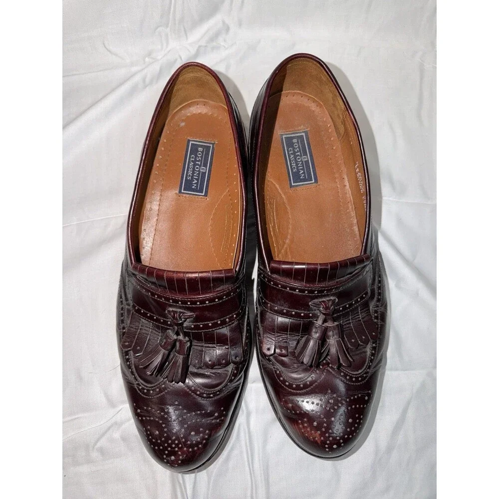 Bostonian Classics First Flex Brown Tassel Wingtip Loafers Men's Shoes 11